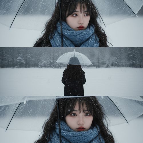 电影感冬日雪景写真三宫格